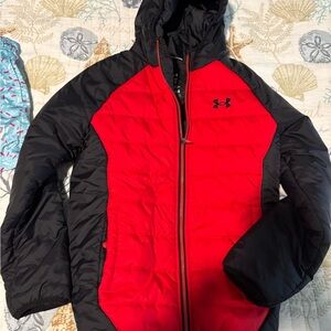 Under Armour Red and Black Jacket cold gear puffer NWOT new no tags coat winter